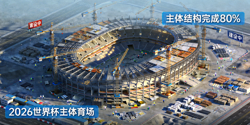 2026年世界杯主办城市体育场馆建设最新进展航拍